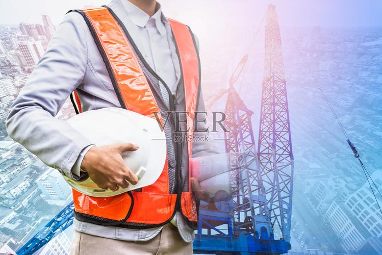 双曝光土建工程师照片摄影图片